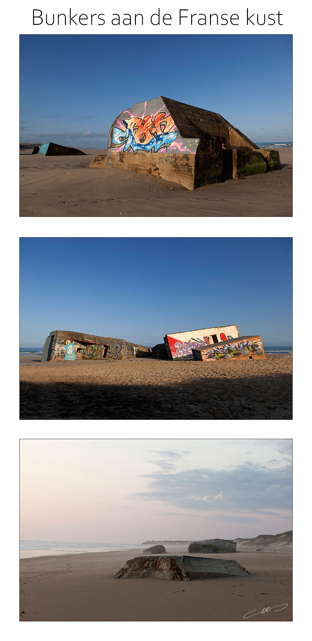 fotoreportage over wegzinkende bunkers aan de Atlantische kust die een herinneren zijn aan de Tweede Wereldoorlog