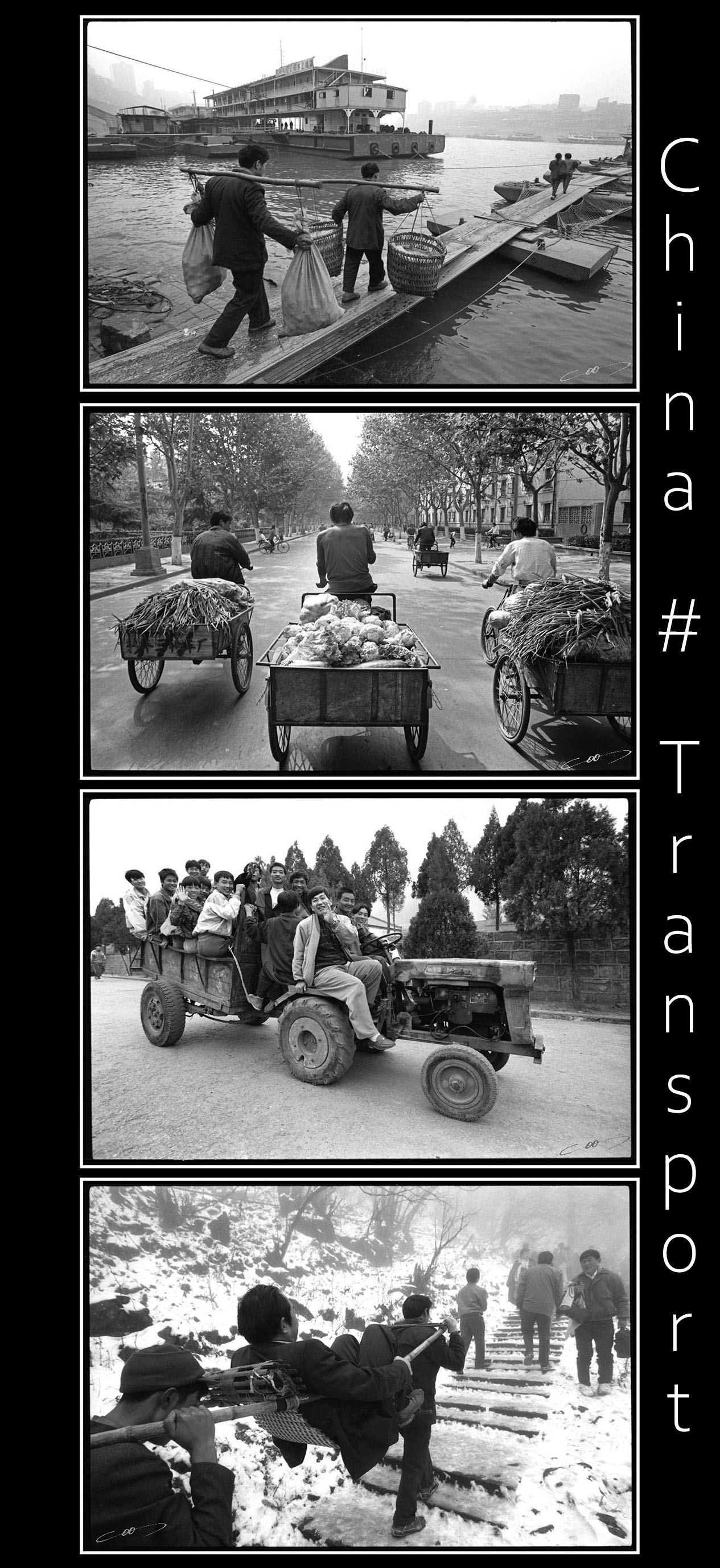 fotoreportage over diverse vormen van transport in het China aan het eind van de twintigste eeuw